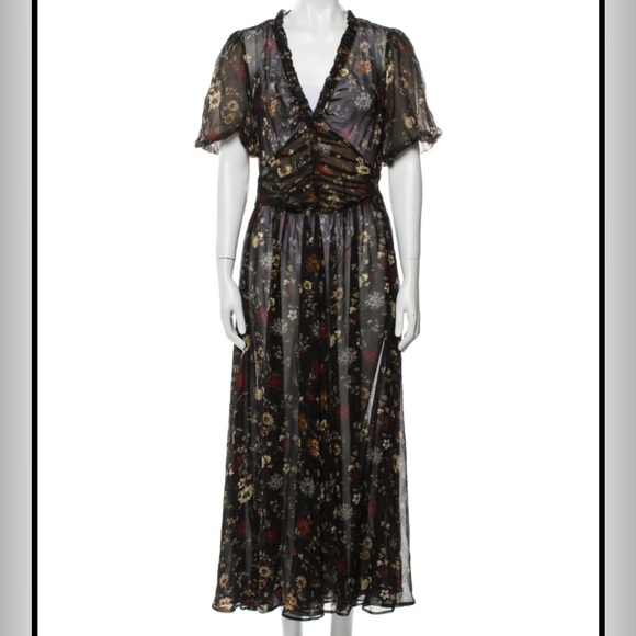 DÔEN Cenea Dress Size XL Champagne Floral - Picture 3 of 5